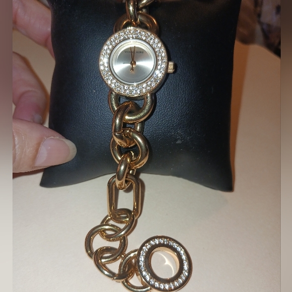 Michael Kors Watch Gold Chain Link Crystal Face MK Bling Watch - Picture 13 of 15